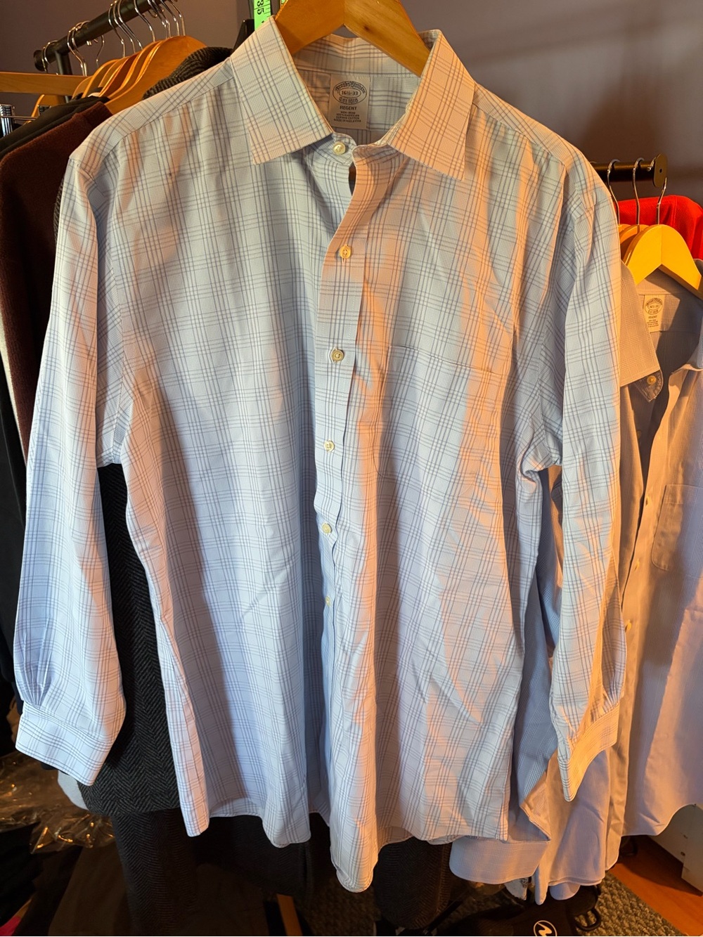 Brooks Brothers Regent Light Blue Windowpane Dress Shirt